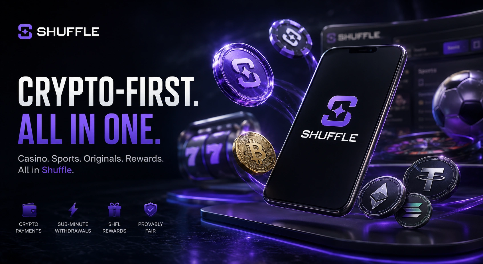 Shuffle platform combining casino, rewards and crypto payments