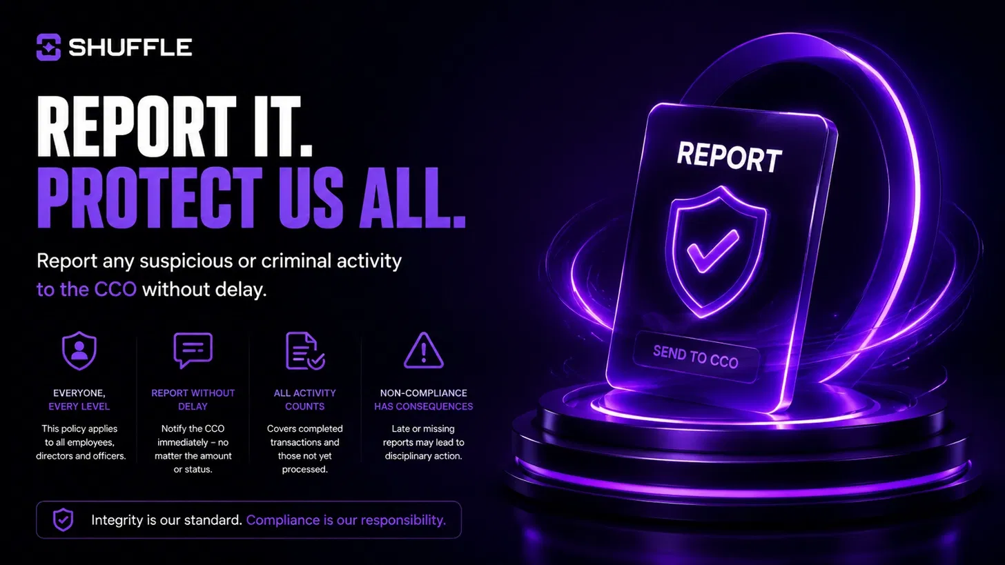 Shuffle CCO suspicious activity report policy visual